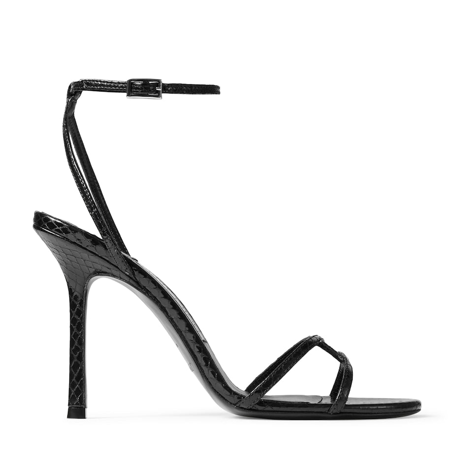 Jimmy Choo Black 1998 Leo 100 Leather Heeled Sandals