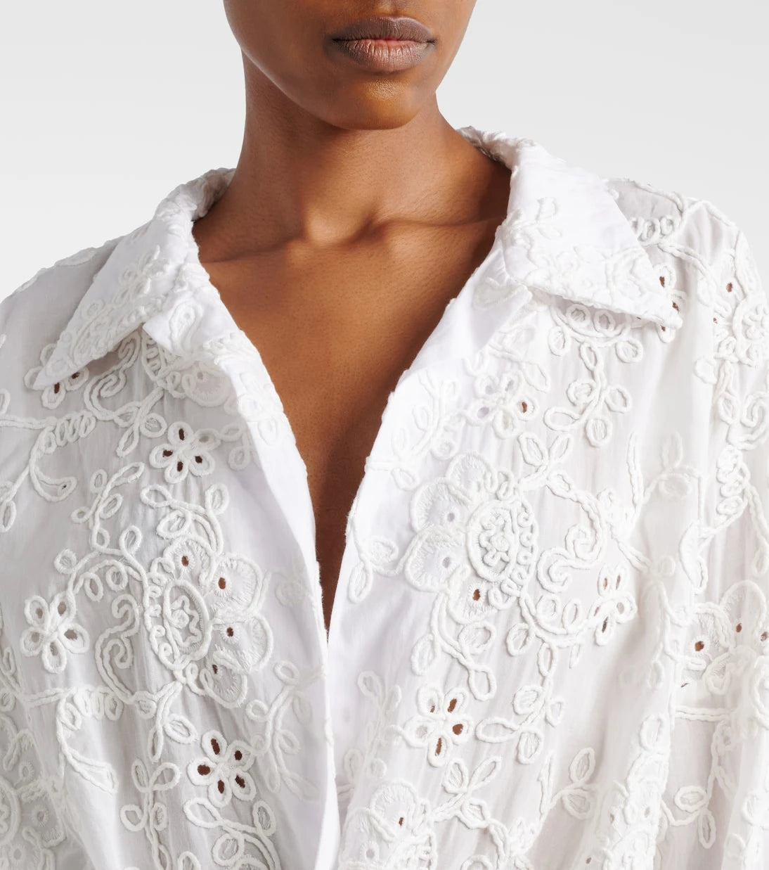 Norma Kamali - Oversized broderie anglaise cotton bodysuit