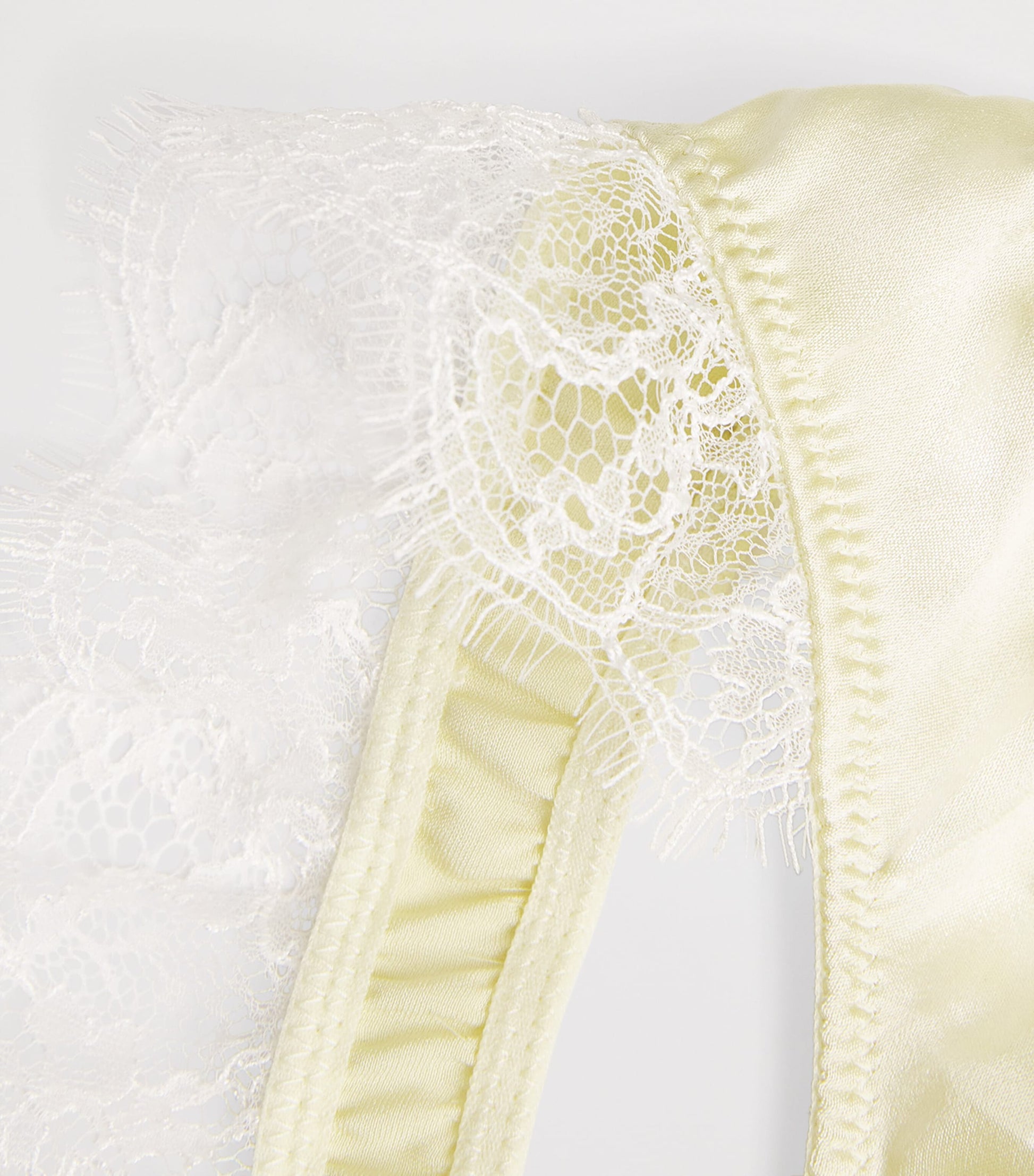 Kiki de Montparnasse Yellow Silk-Lace Insert Thong