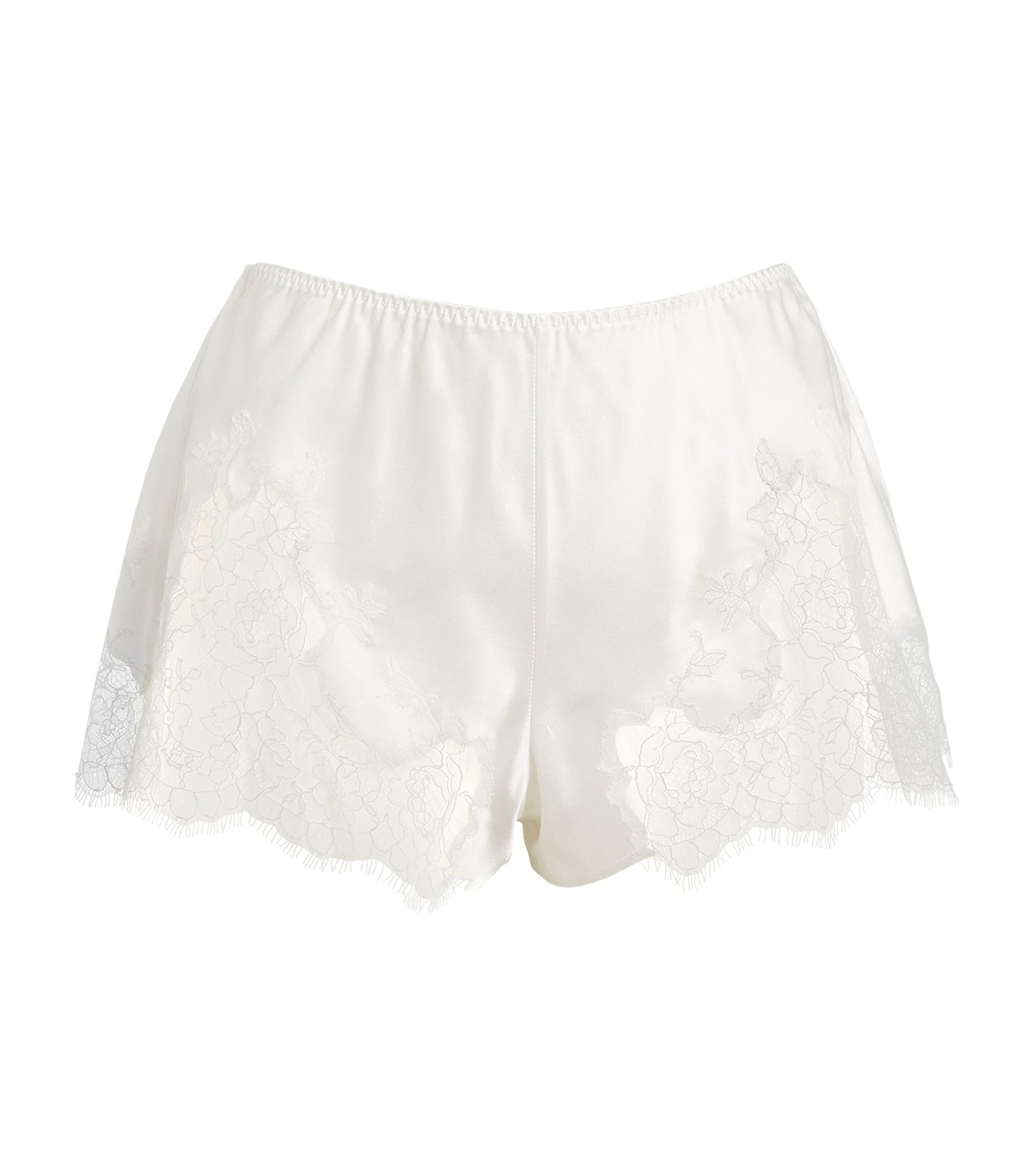 Ivory Silk Lace-Trim Baccarat Shorts