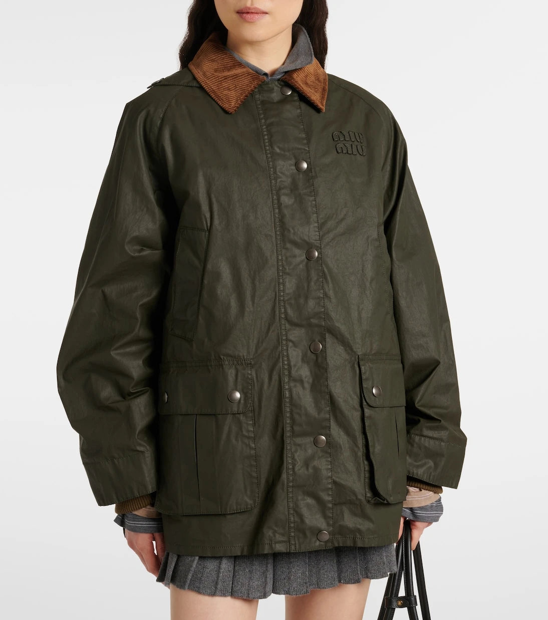 Miu Miu - Corduroy-trimmed poplin jacket