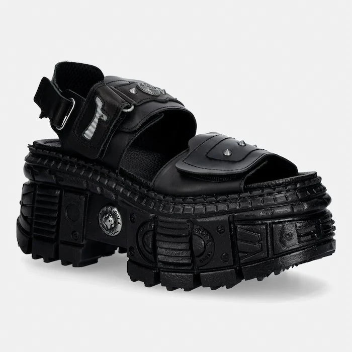 New Rock ANTIK NEGRO, ITALI NEGRO, TANK CASCO LATE kadın deri sandalet