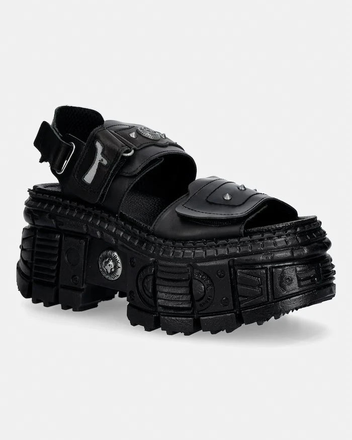 New Rock ANTIK NEGRO, ITALI NEGRO, TANK CASCO LATE kadın deri sandalet