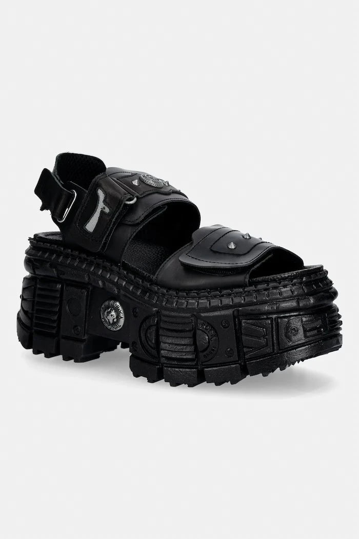 New Rock ANTIK NEGRO, ITALI NEGRO, TANK CASCO LATE kadın deri sandalet