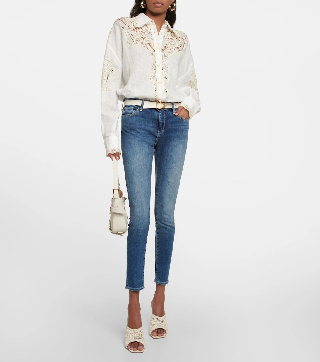 AG Jeans - بنطلون جينز سكيني مبيّض