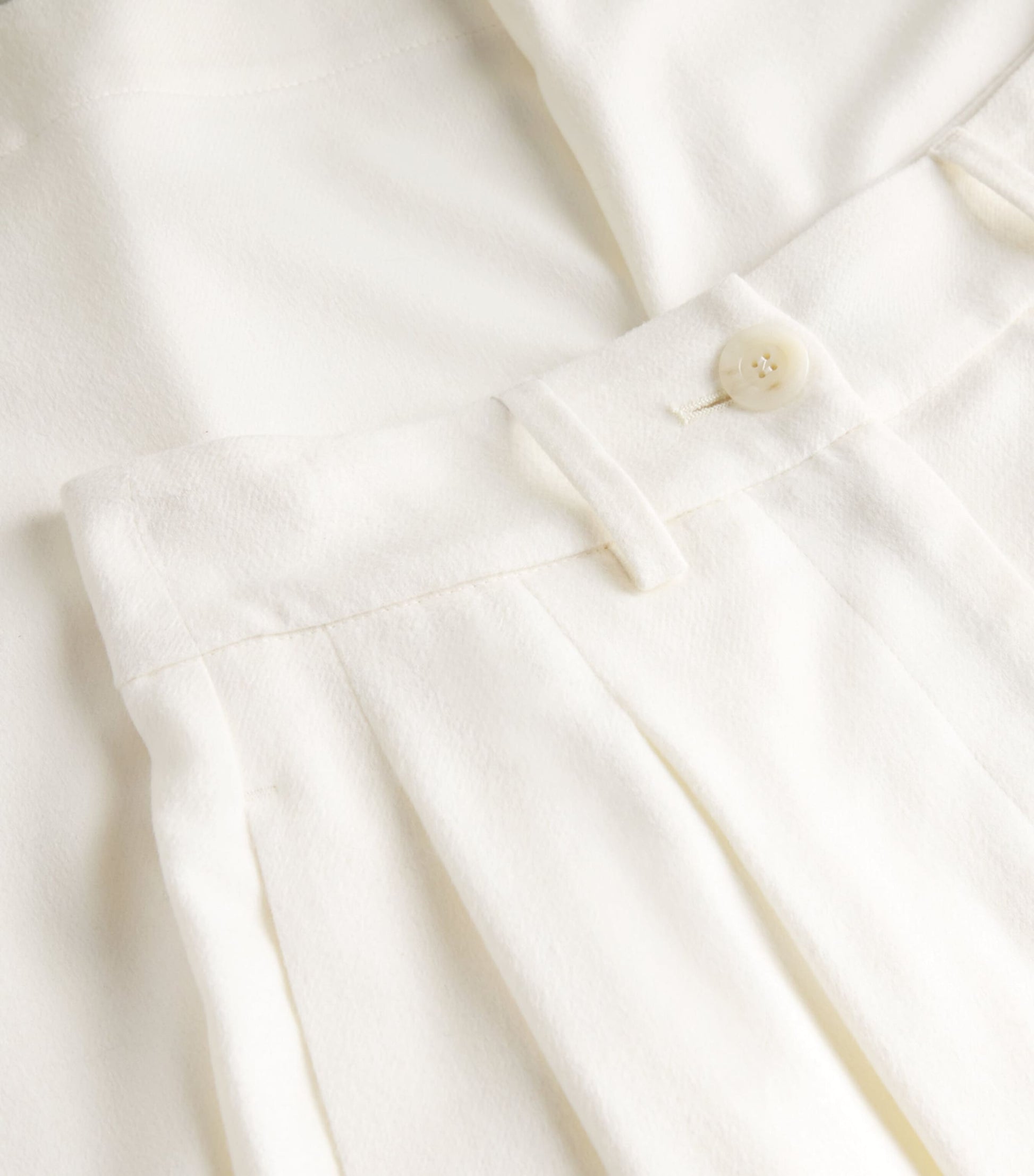 White Kid Cashmere Wide-Leg Tailored Trousers