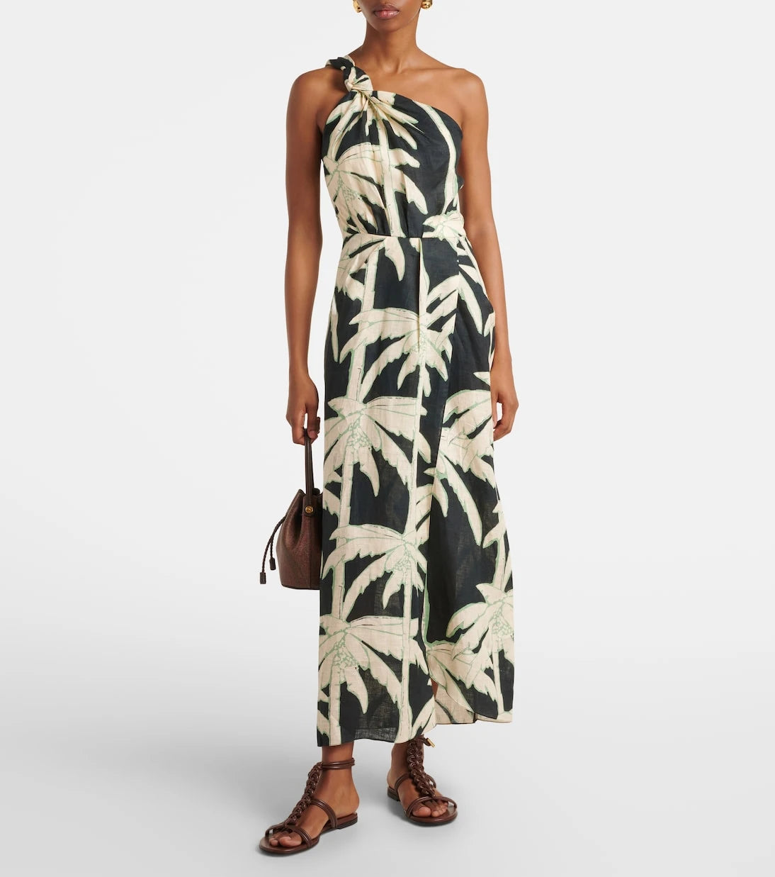 Johanna Ortiz - Printed one-shoulder midi dress