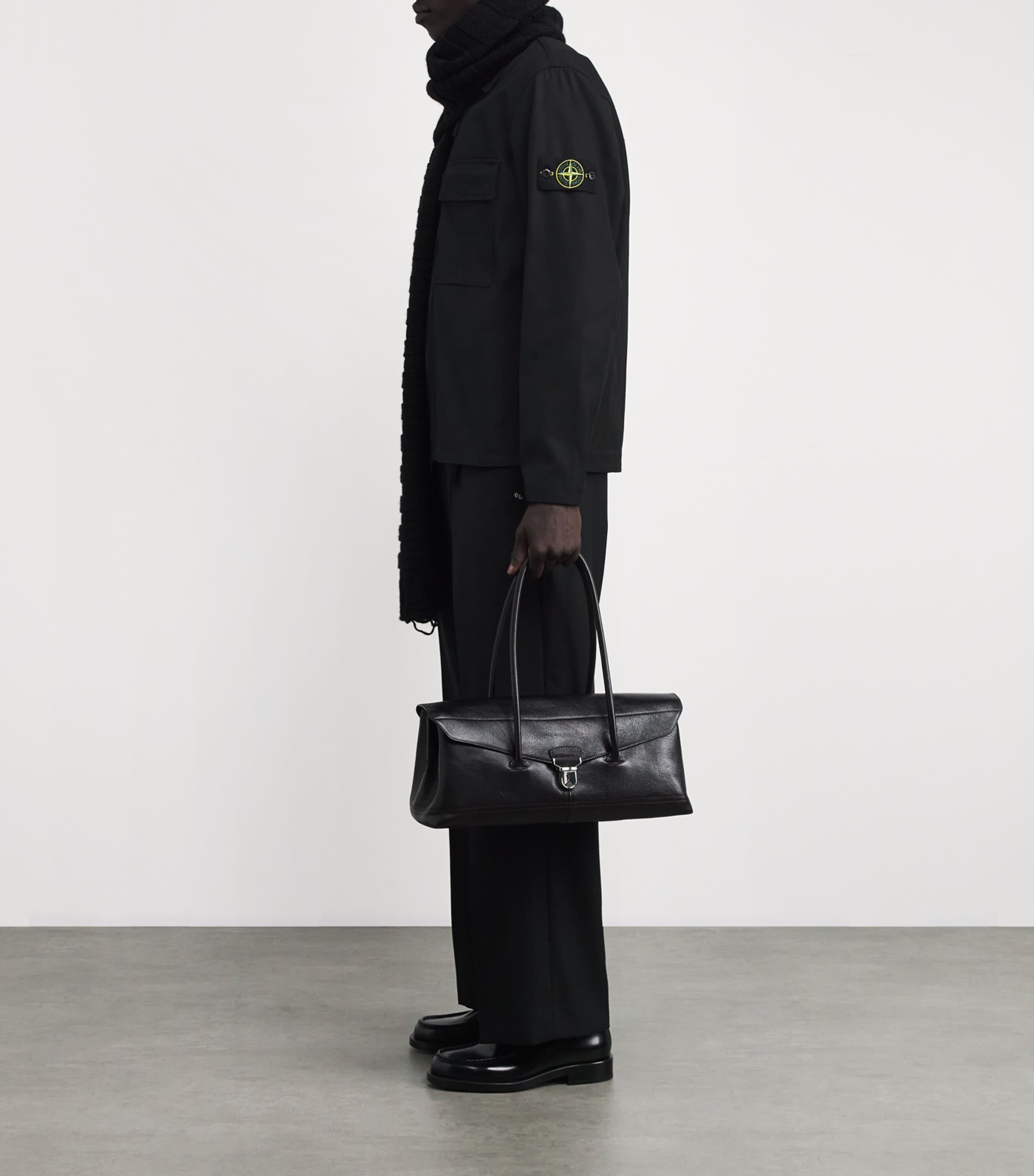 Stone Island Black Panama Cotton Overshirt