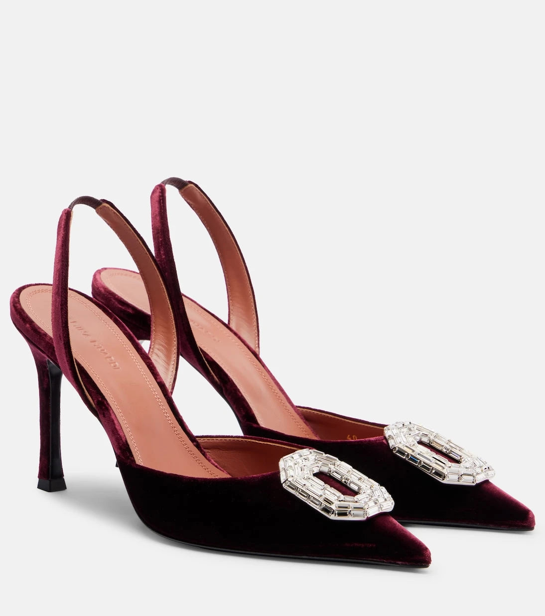 Amina Muaddi - Camelia 90 velvet slingback pumps