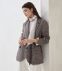 Brunello Cucinelli Brown Wool-Alpaca Houndstooth Belted Blazer