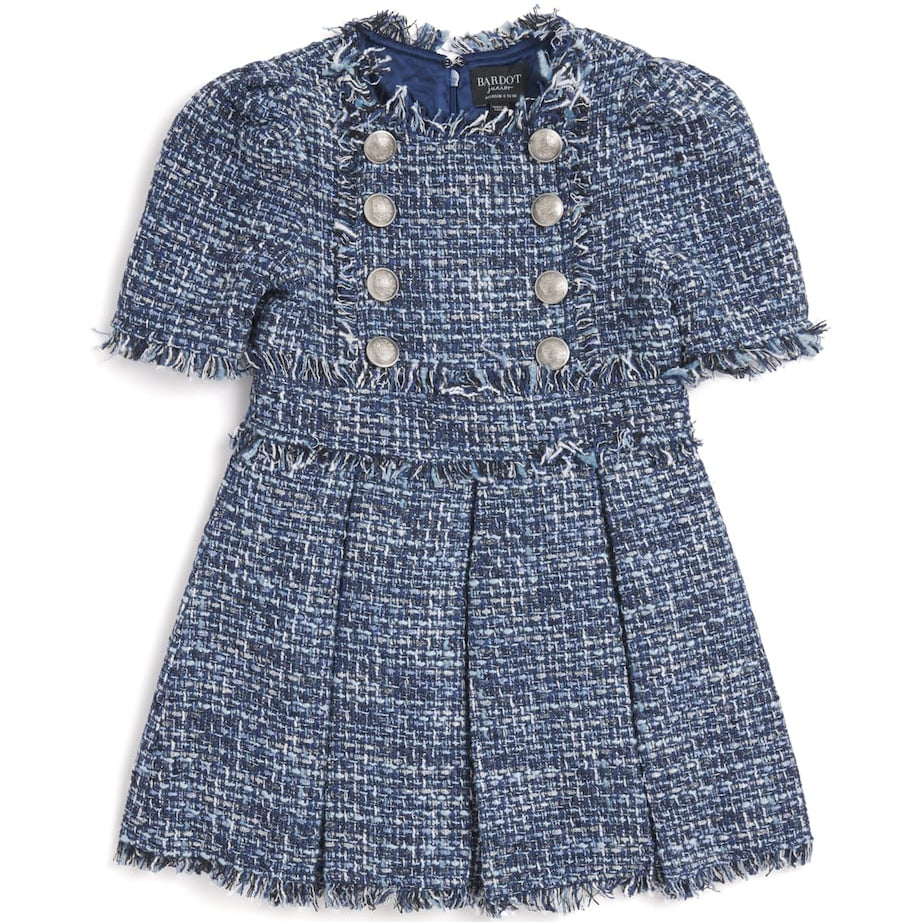 Bardot Navy Bouclé Embellished Elle Dress (4-12 Years)
