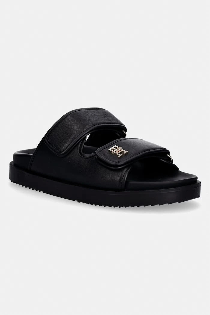 Tommy Hilfiger чехли дамски кожени DOUBLE STRAP LEATHER SANDAL
