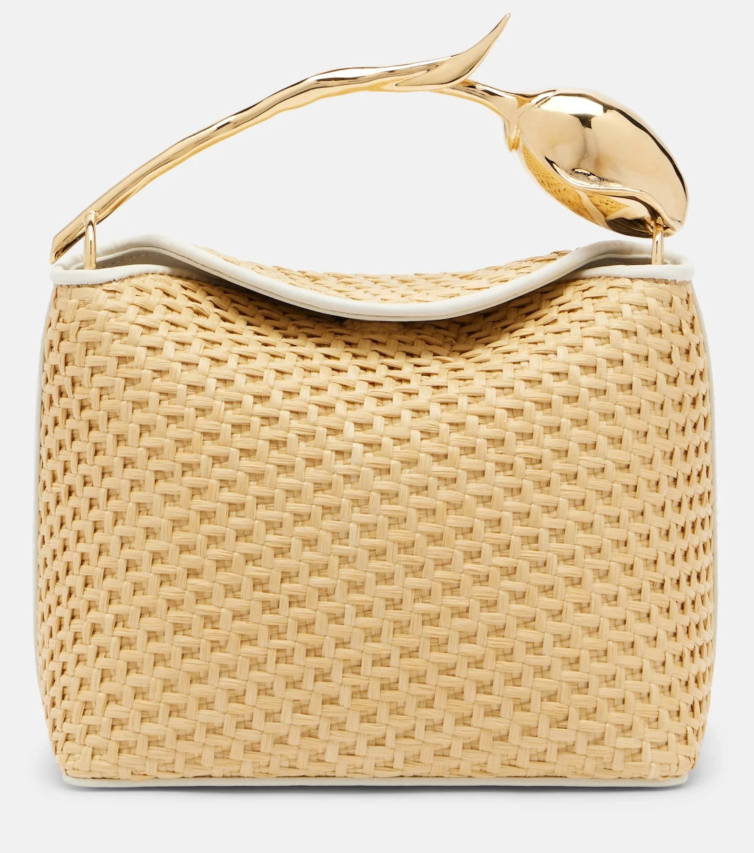 Erdem - Bloom Mini leather-trimmed raffia top-handle bag