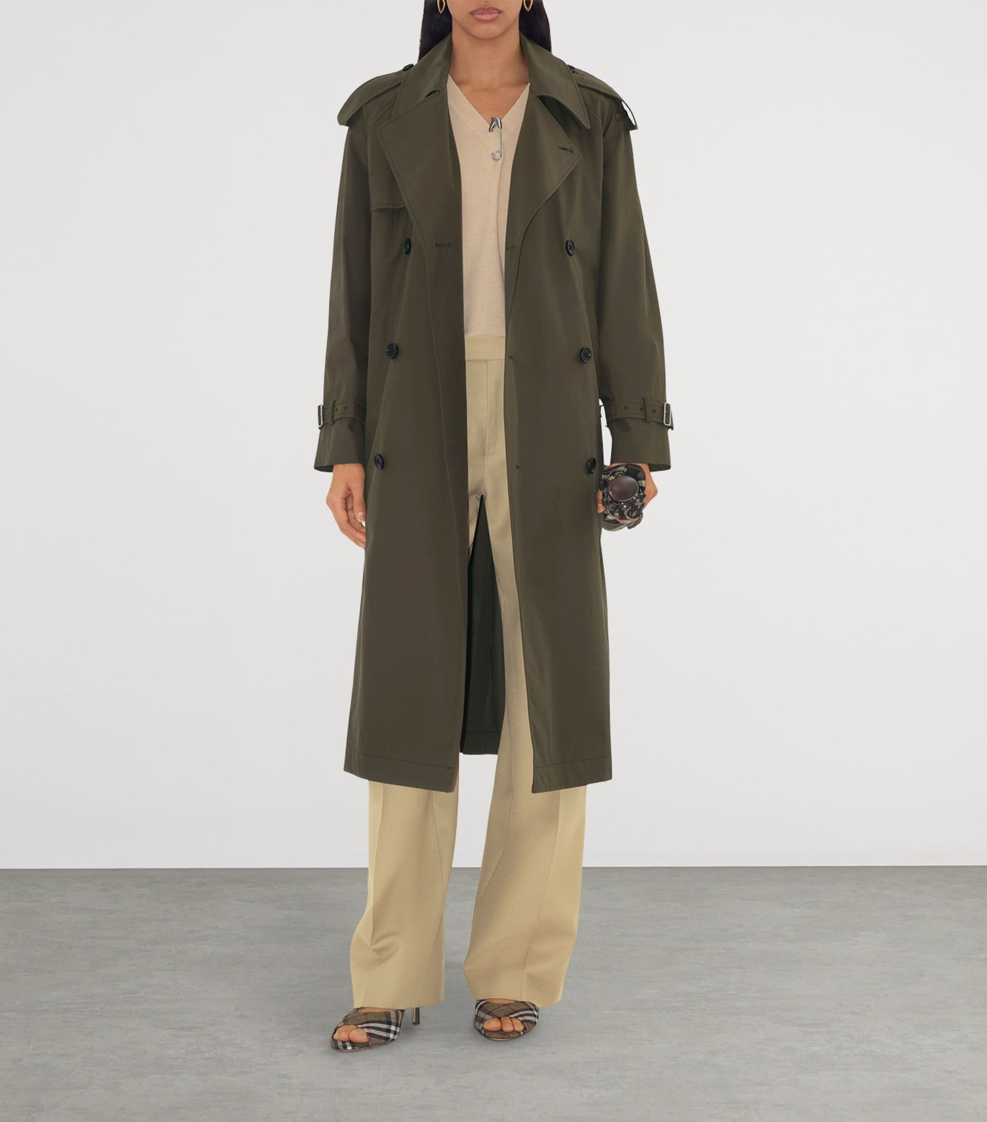 Burberry Brown Cotton Long Castleford Trench Coat