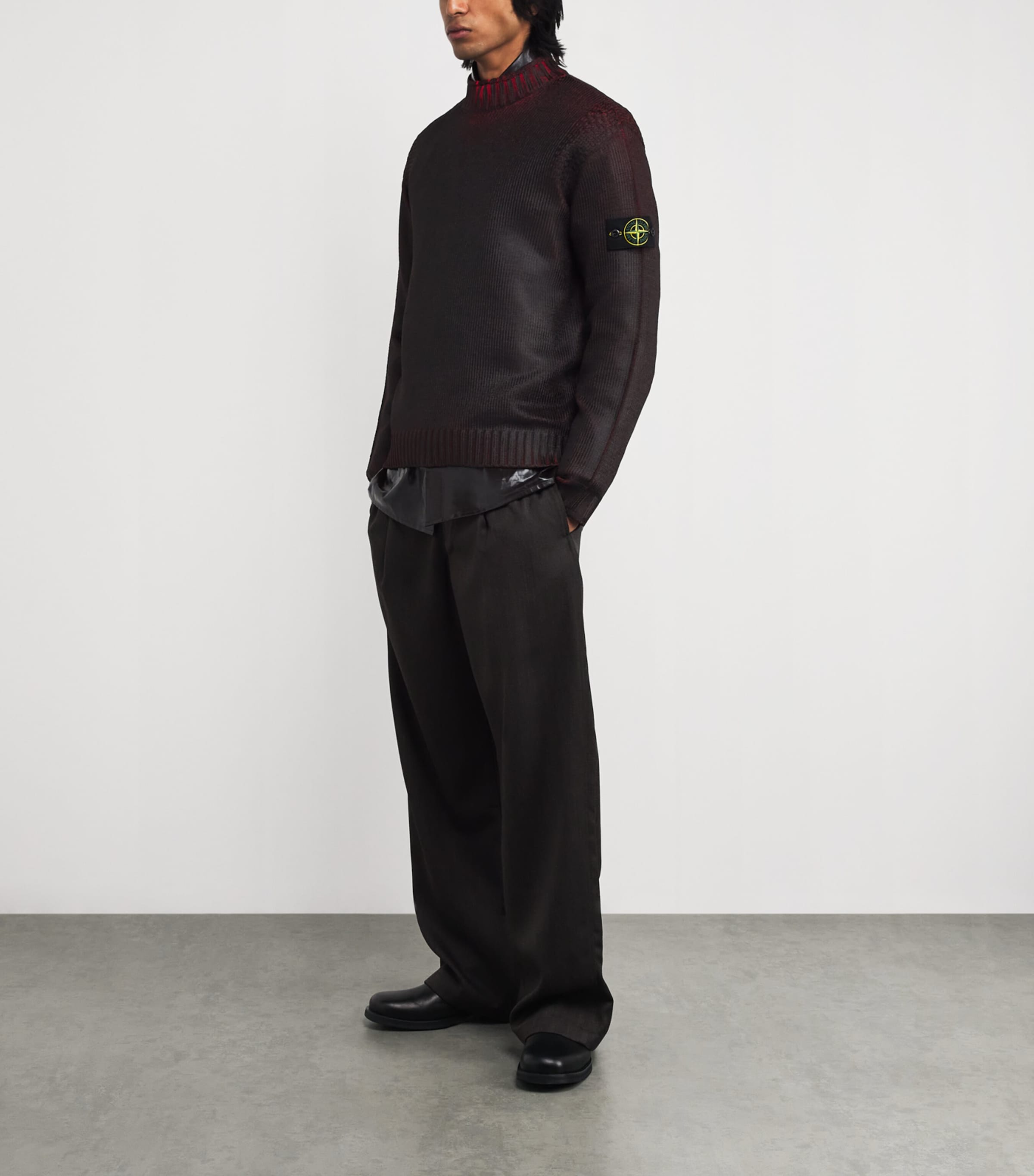 Stone Island Burgundy Two-Tone Sweater