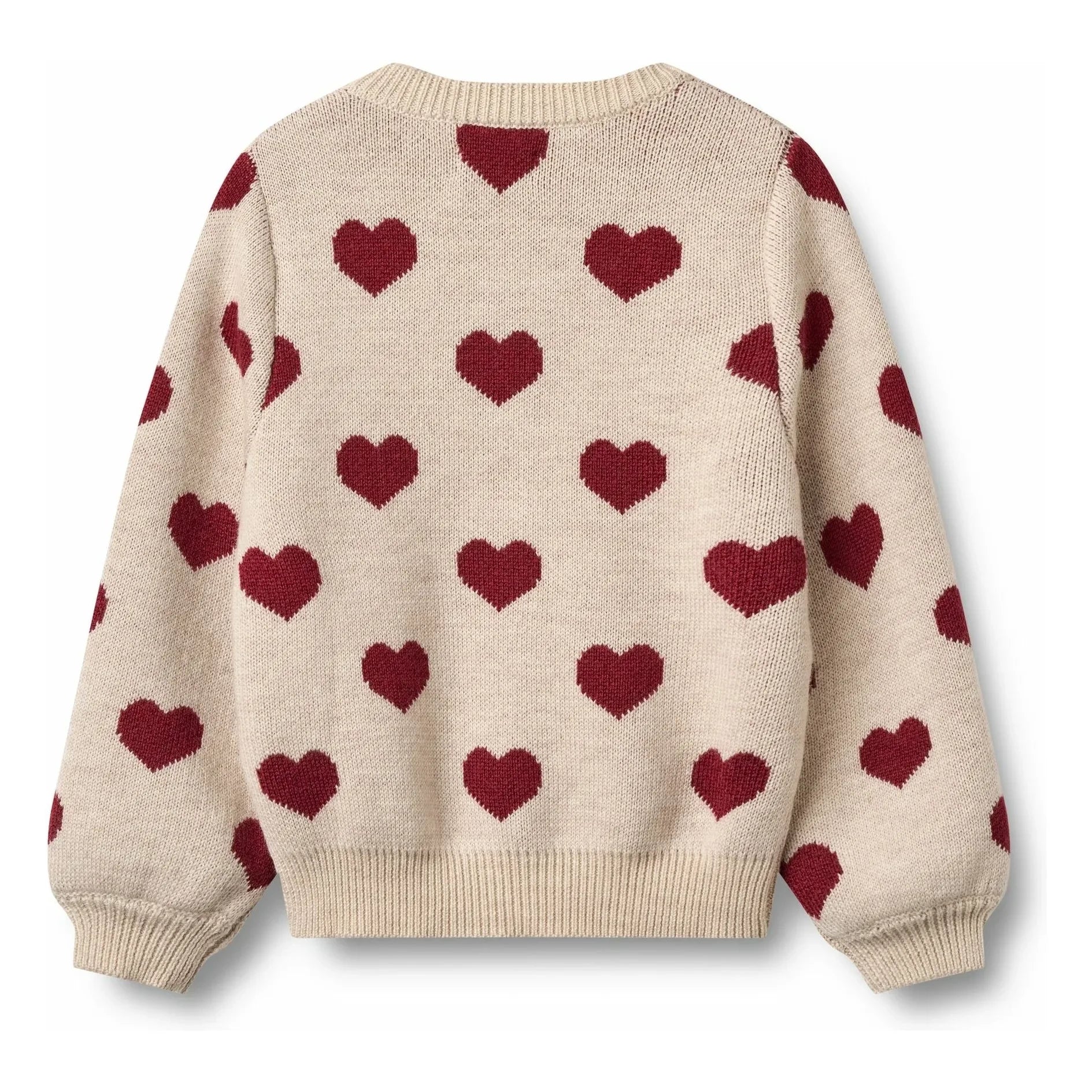 Wheat - Cardigan Hearts Jacquard Merino Wool | Beige