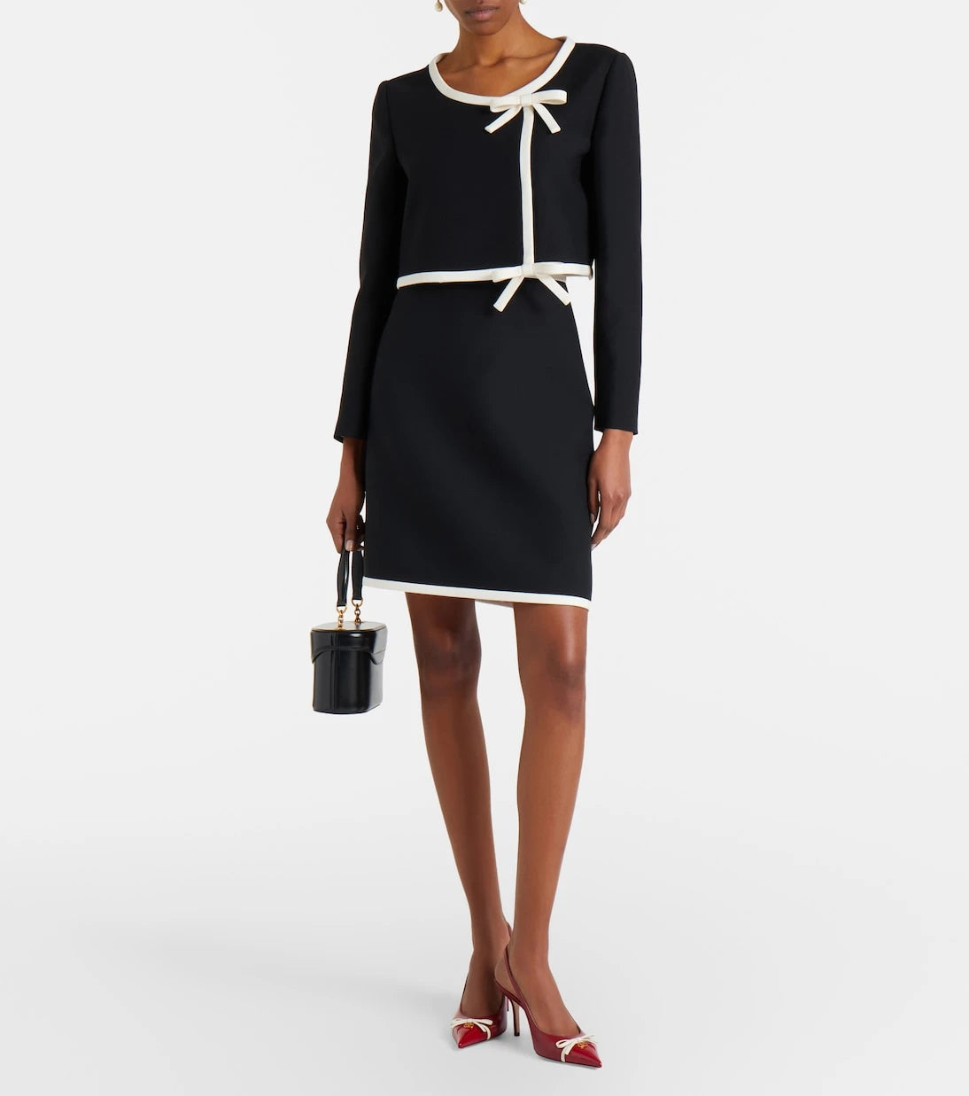 Valentino - Crepe Couture bow-detail cropped jacket