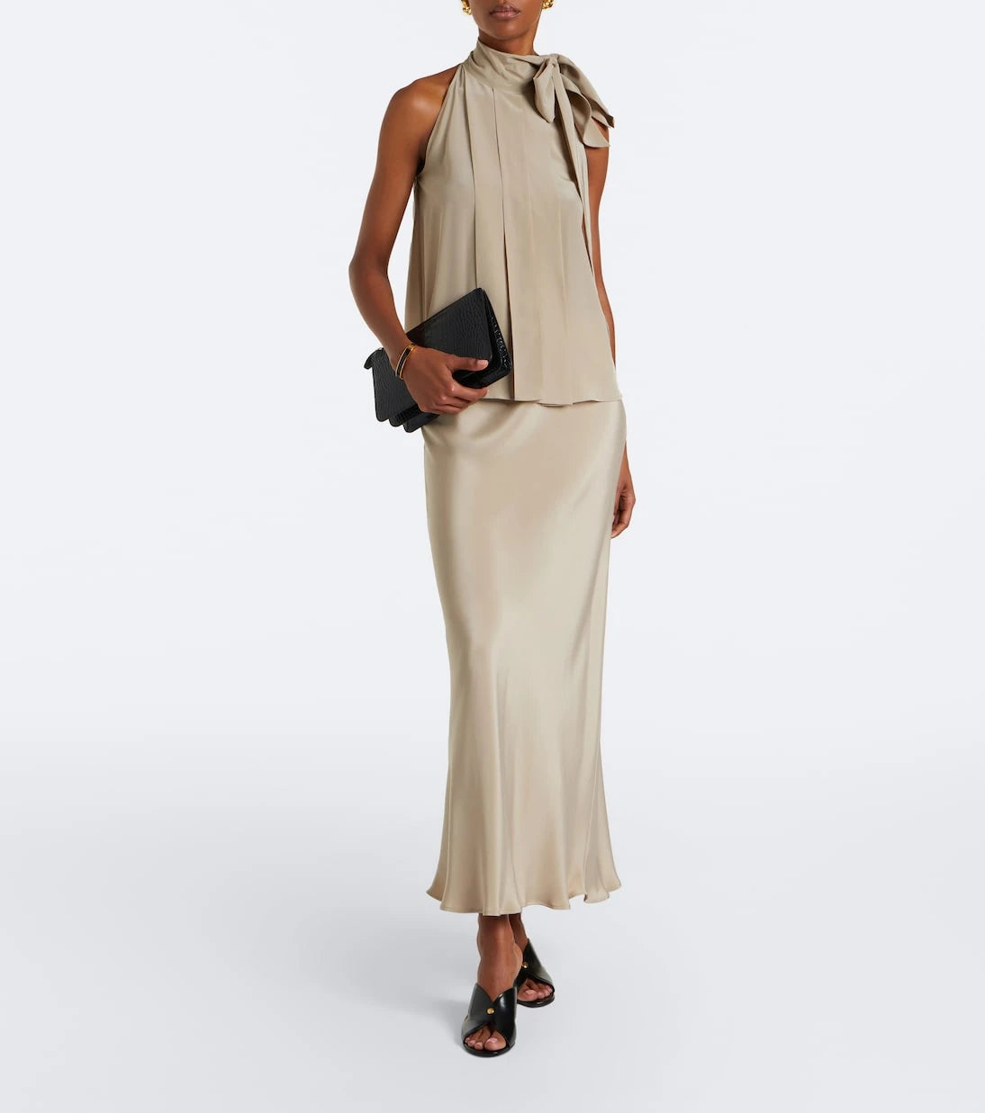 Max Mara - Pleated tie-neck silk crêpe de chine top