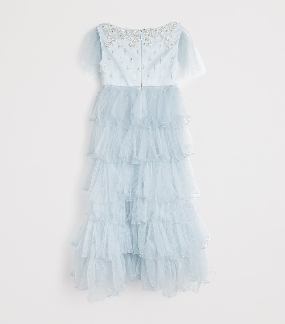 MAISON AVA Blue Ruffled Embellished Dress (2-14 Years)