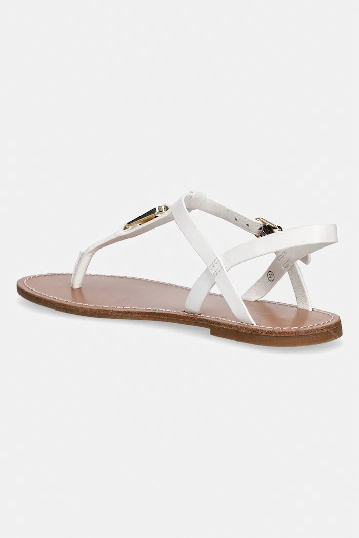 Tommy Hilfiger düz tabanlı kadın deri sandalet LEATHER THONG SANDAL