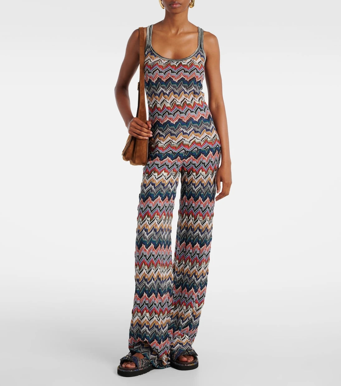Missoni - بلوزة بدون أكمام بنمط متعرج من قماش لاميه