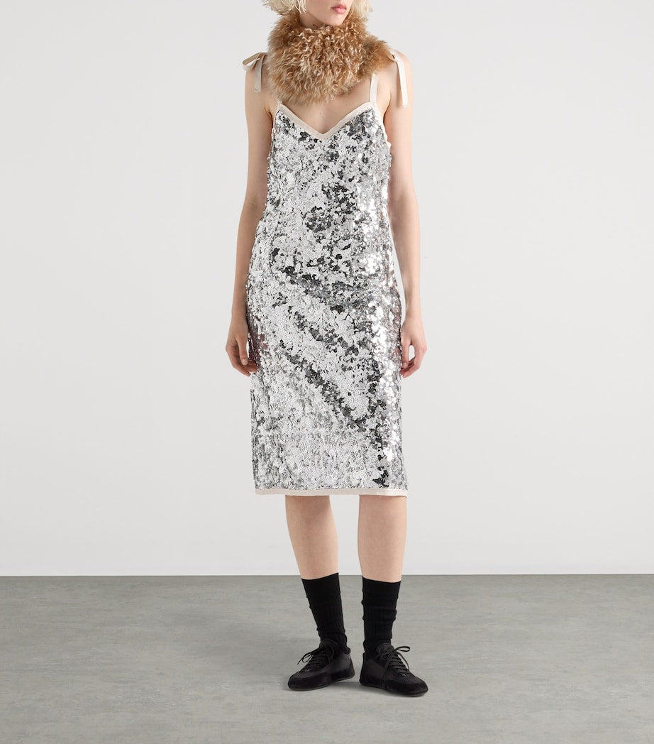 Prada Metallic Sequin-Embellished Mini Dress