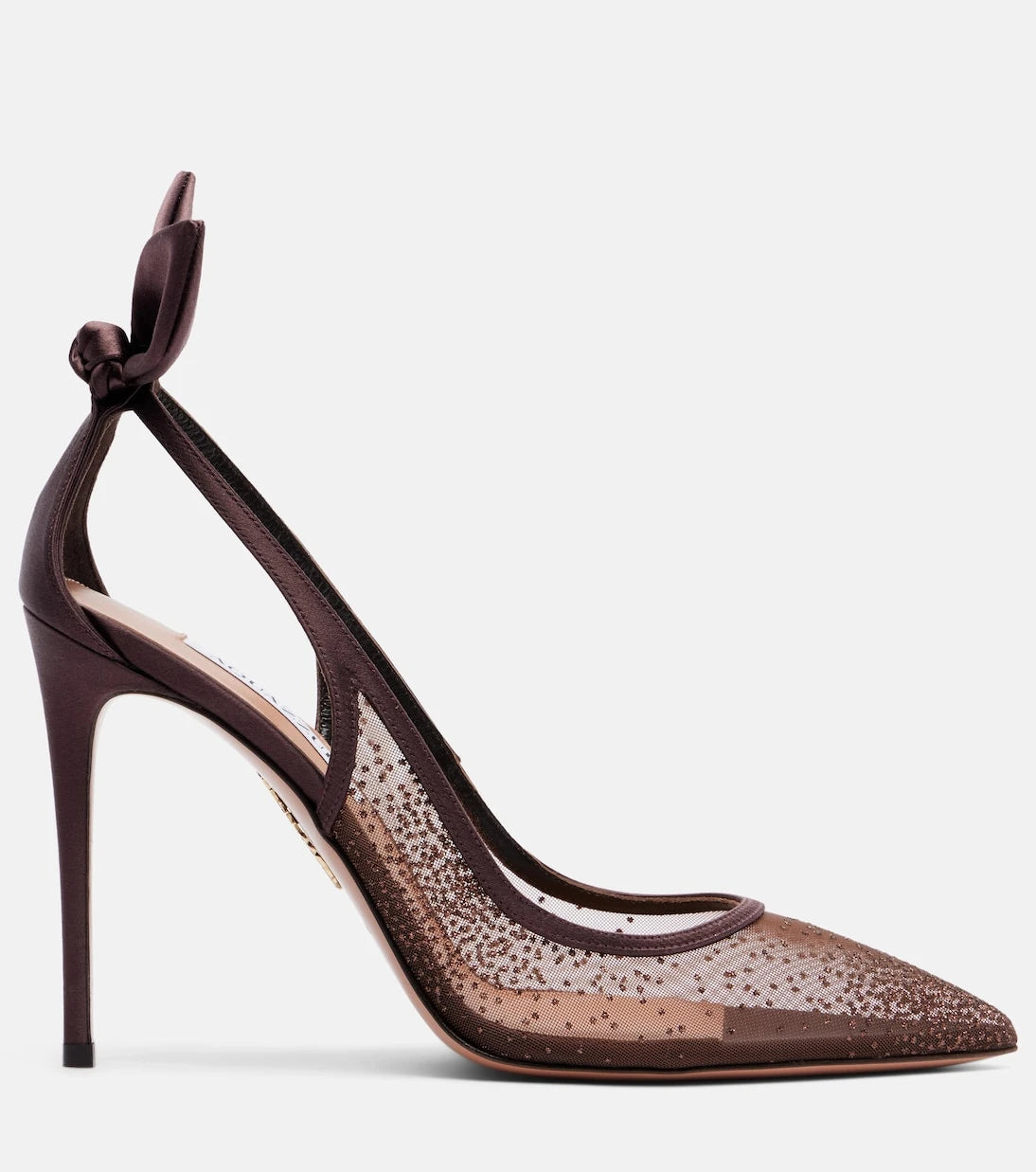 Aquazzura - Bow Tie 105 glitter mesh slingback pumps
