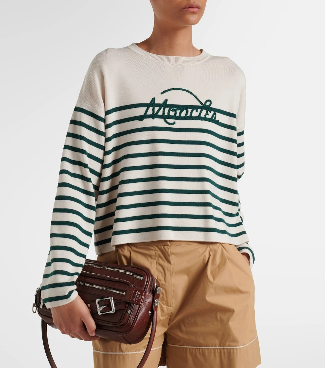 Moncler - Embroidered striped virgin wool sweater