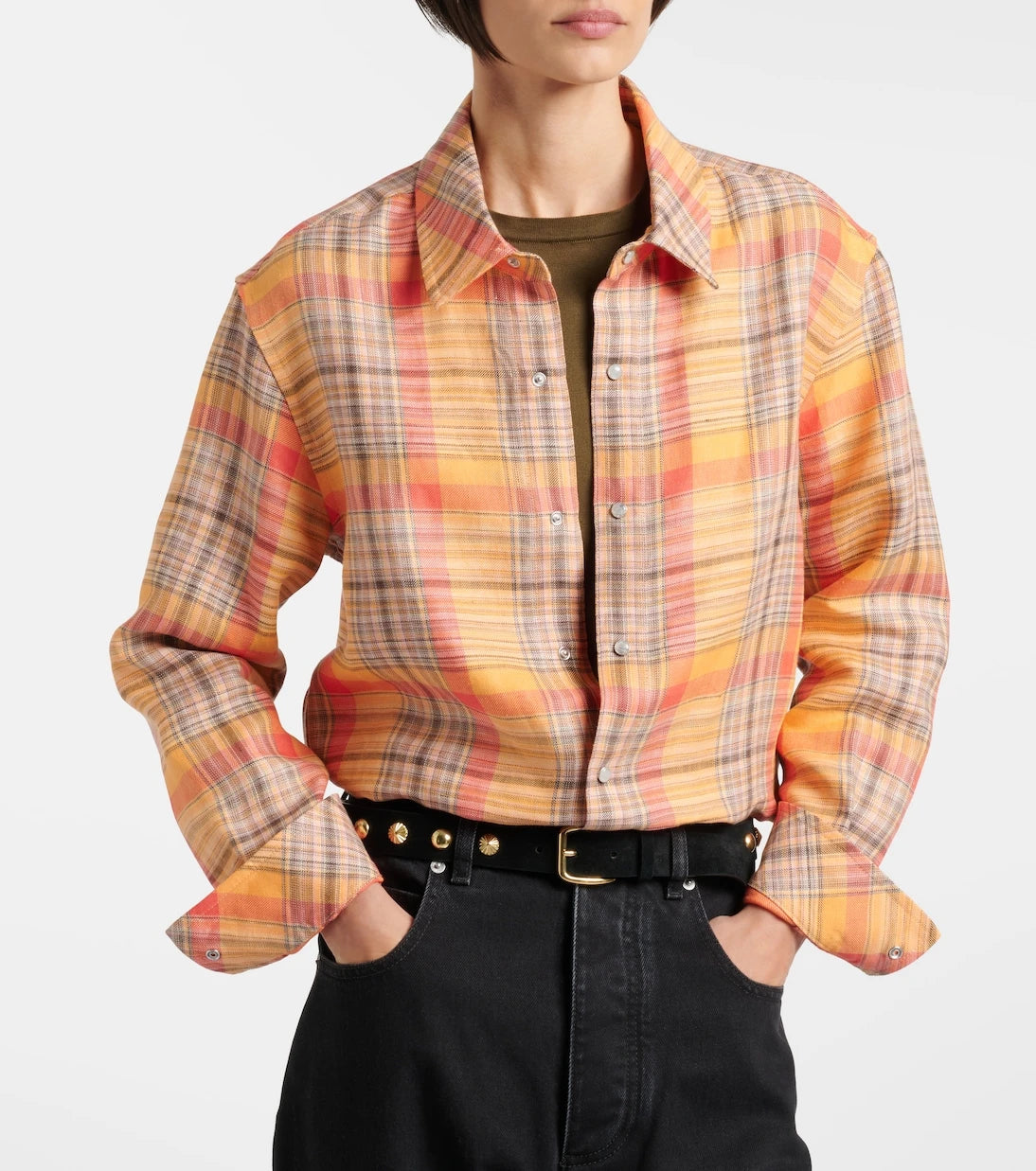 God's True Cashmere - Twilight linen shirt with moonstone