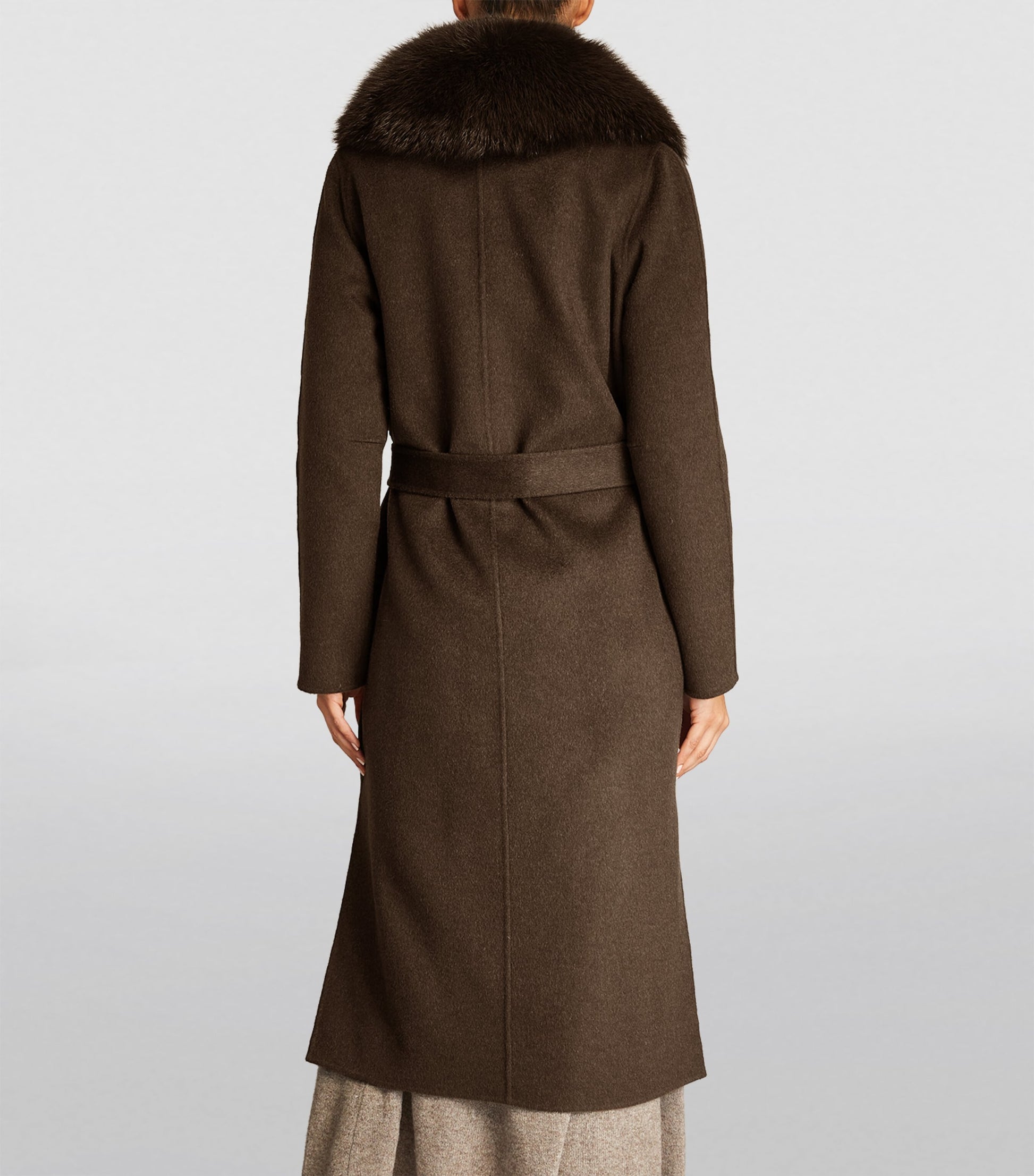 Yves Salomon Orange Wool-Cashmere Fur-Trim Coat