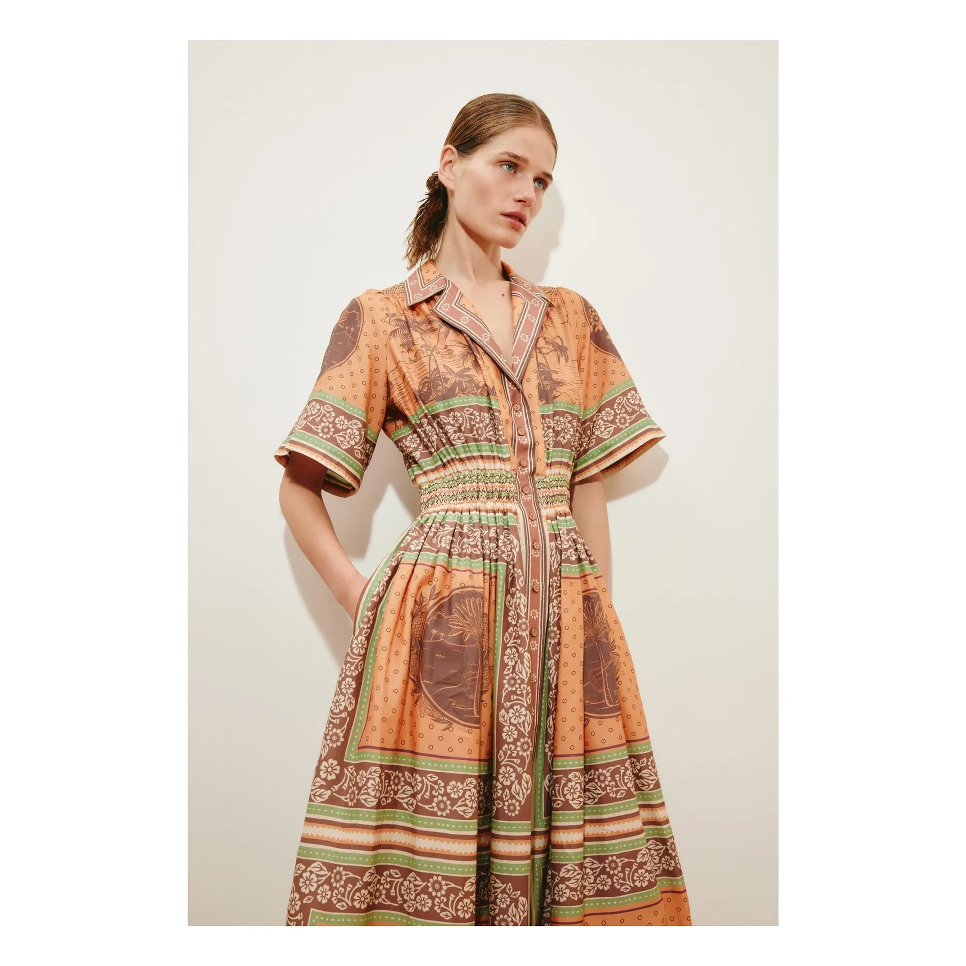 Alémais - Alberta silk and cotton dress | Orange