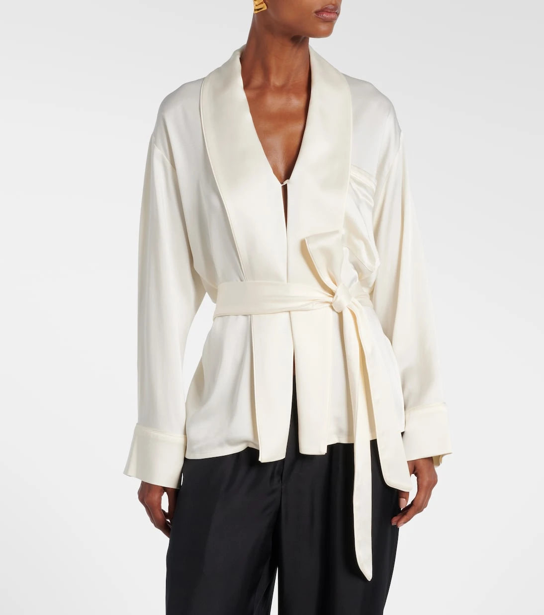 Victoria Beckham - Belted satin wrap top
