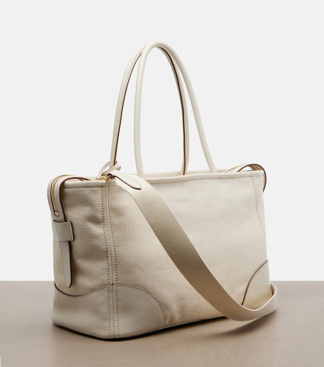 Prada - Large leather-trimmed tote bag