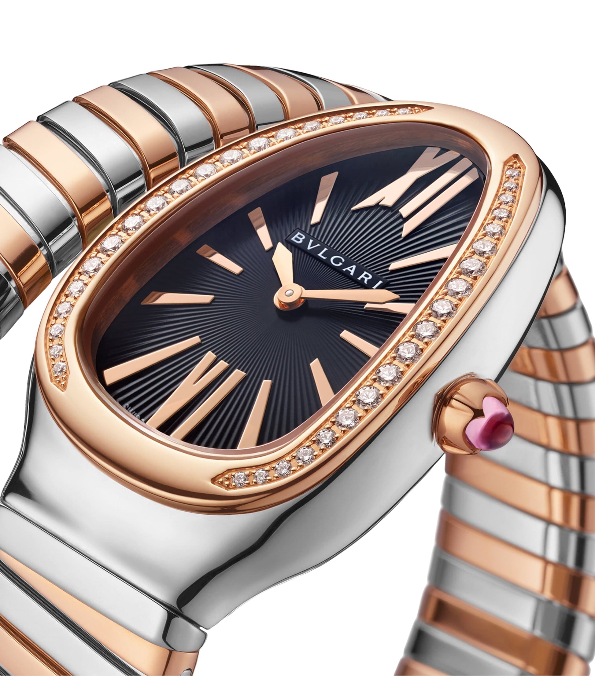 Rose Gold, Stainless Steel and Diamond Serpenti Tubogas Watch 35mm