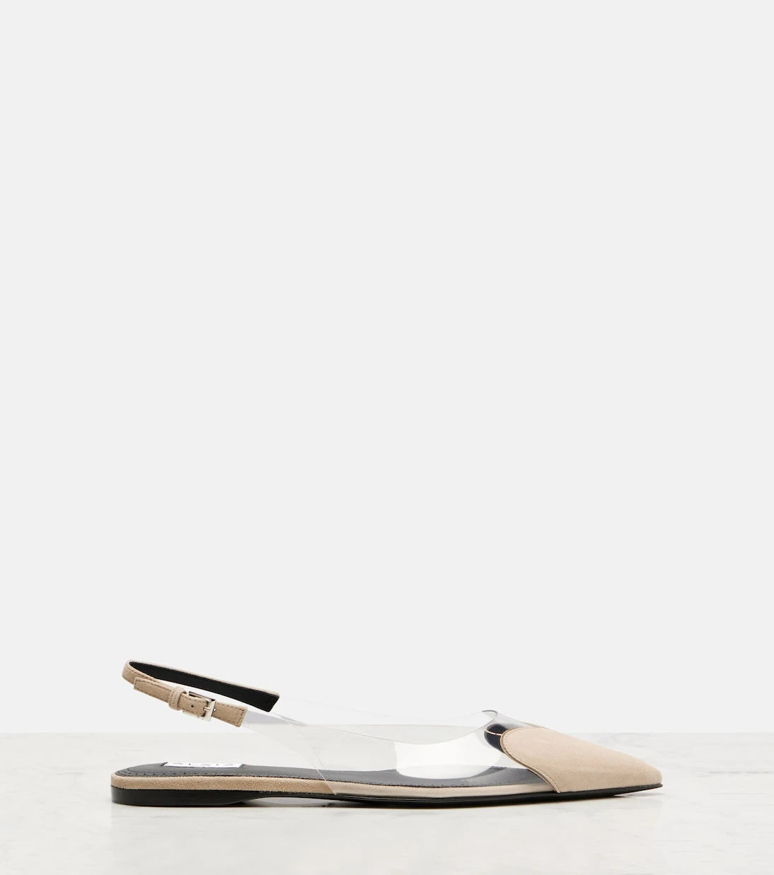 Alaïa - Cœur suede and PVC slingback ballet flats