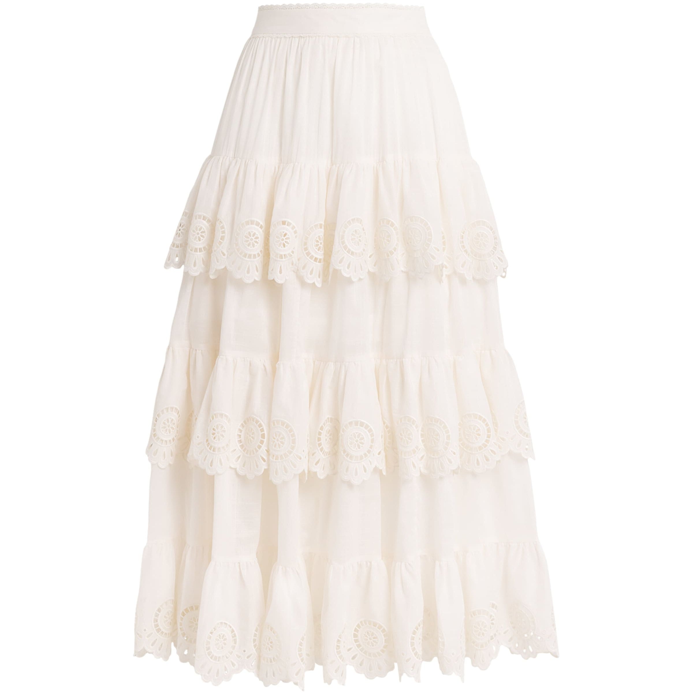 Zimmermann White Broderie Anglaise Lucky Midi Skirt
