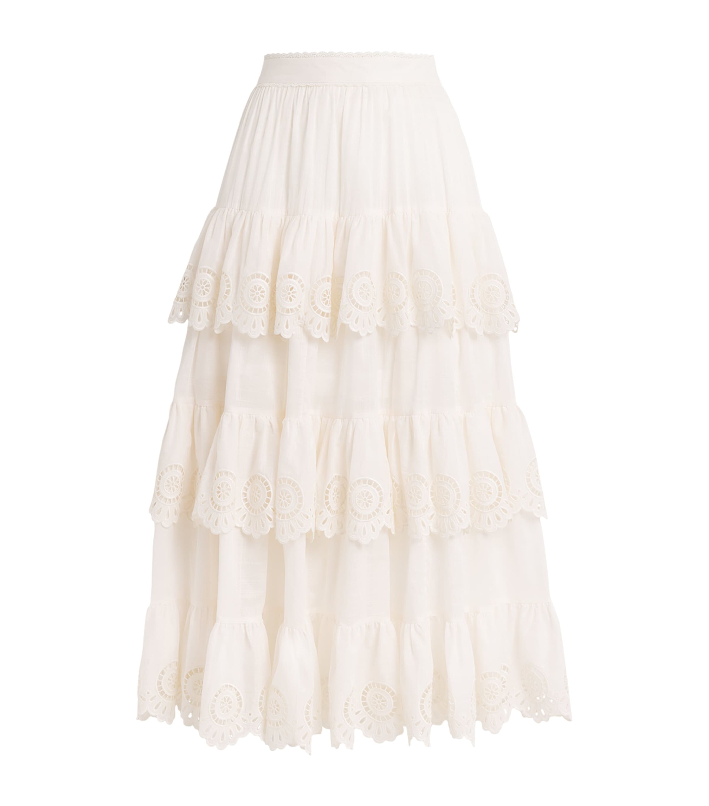Zimmermann White Broderie Anglaise Lucky Midi Skirt