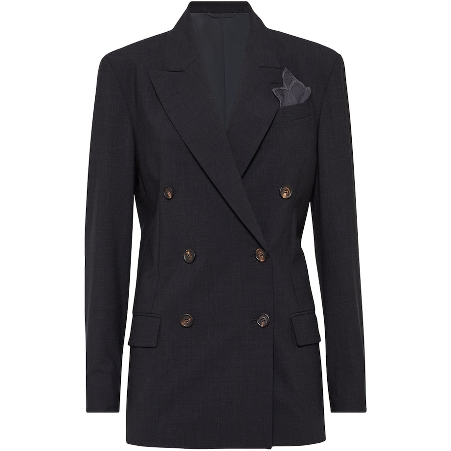 Brunello Cucinelli Black Tropical Luxury Wool Blazer