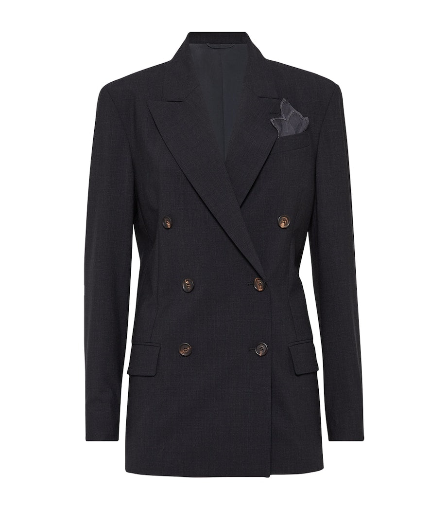 Brunello Cucinelli Black Tropical Luxury Wool Blazer