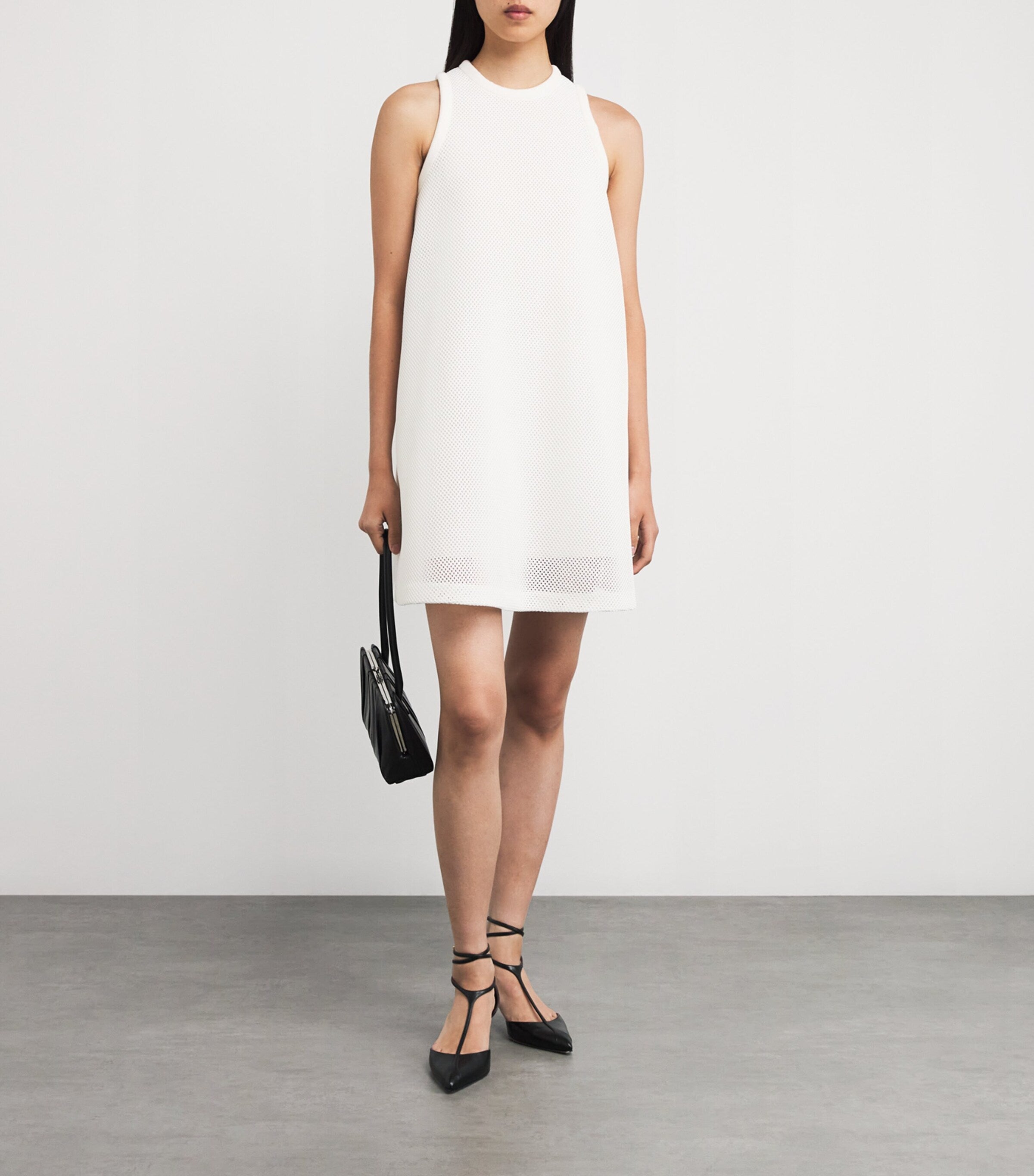 Max Mara White Mesh Jersey Mini Dress