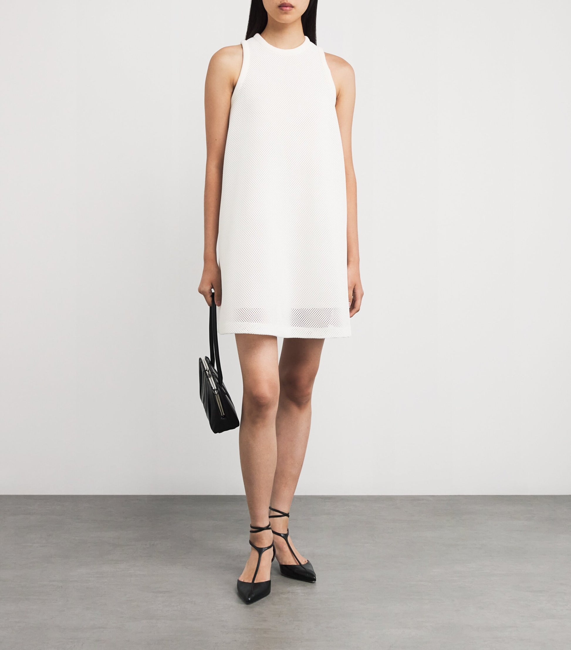 Max Mara White Mesh Jersey Mini Dress