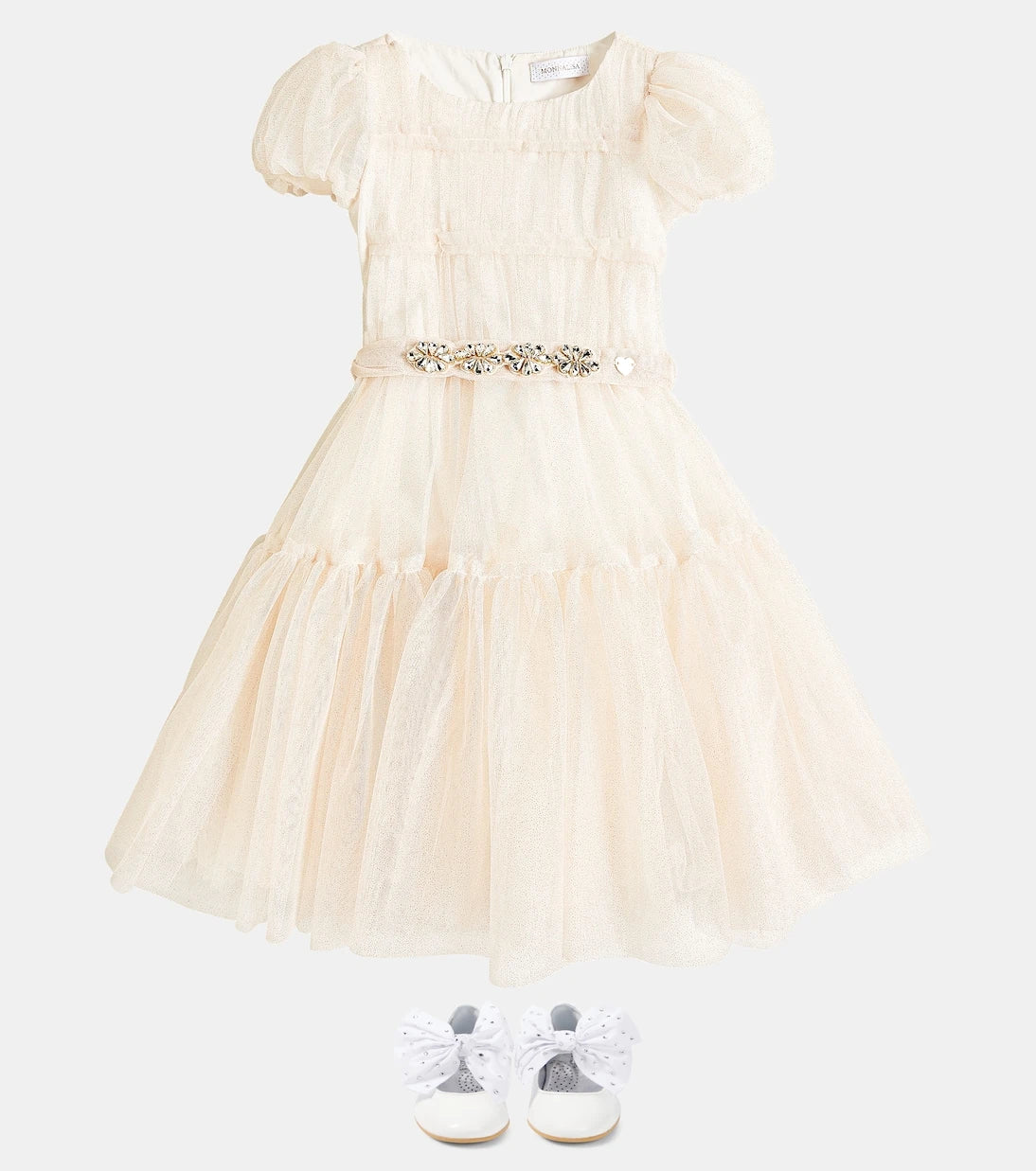 Monnalisa - Glitter tiered tulle dress