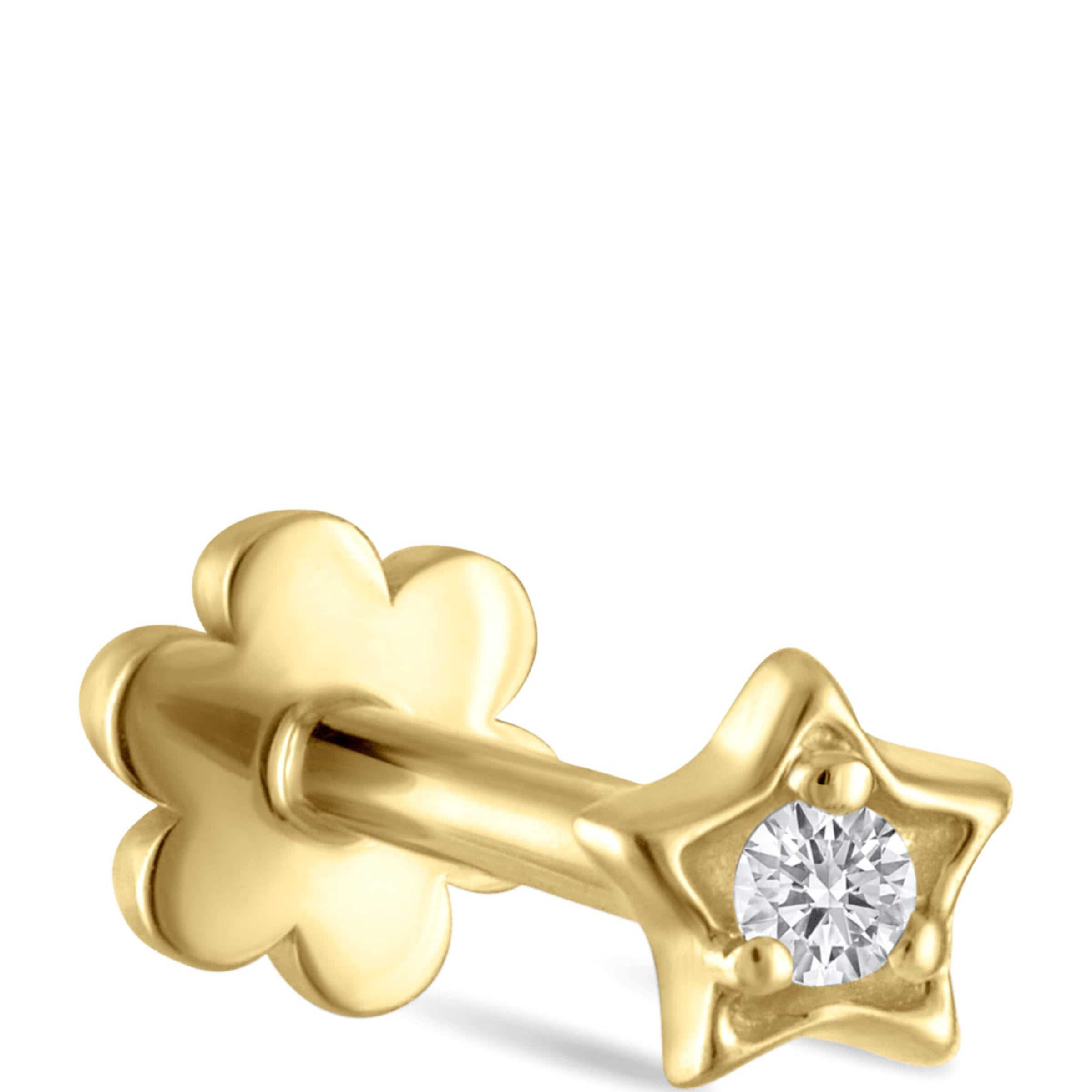 Maria Tash Yellow Gold Diamond Solitaire Star Threaded Stud Earring (3mm)