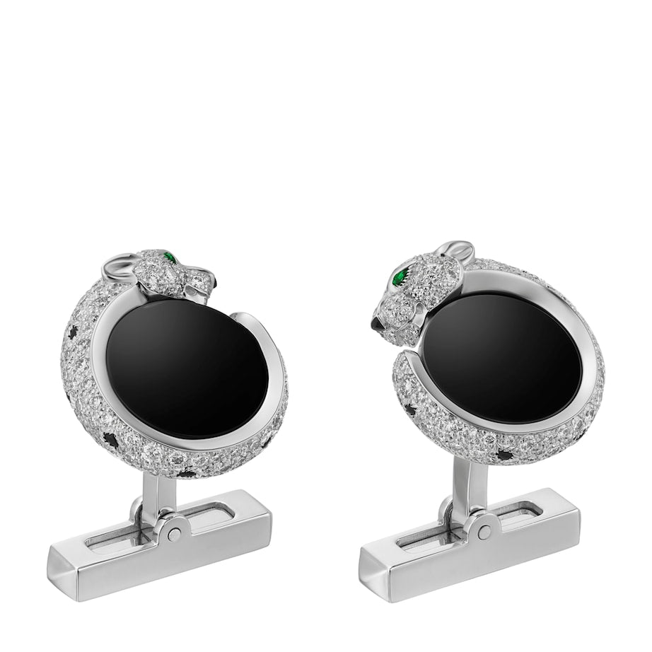 White Gold, Diamond and Emerald Panthère de Cartier Cufflinks