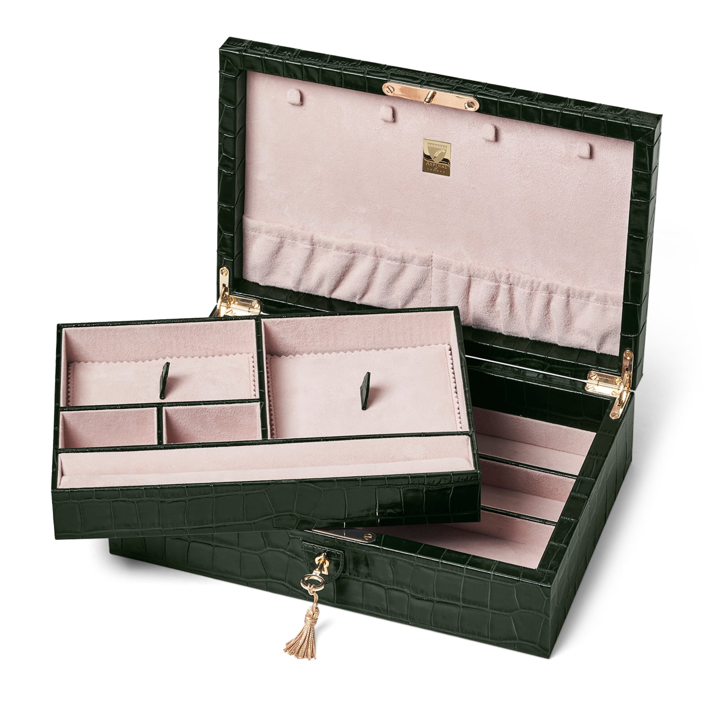 Leather Croc-Embossed Savoy Jewellery Box