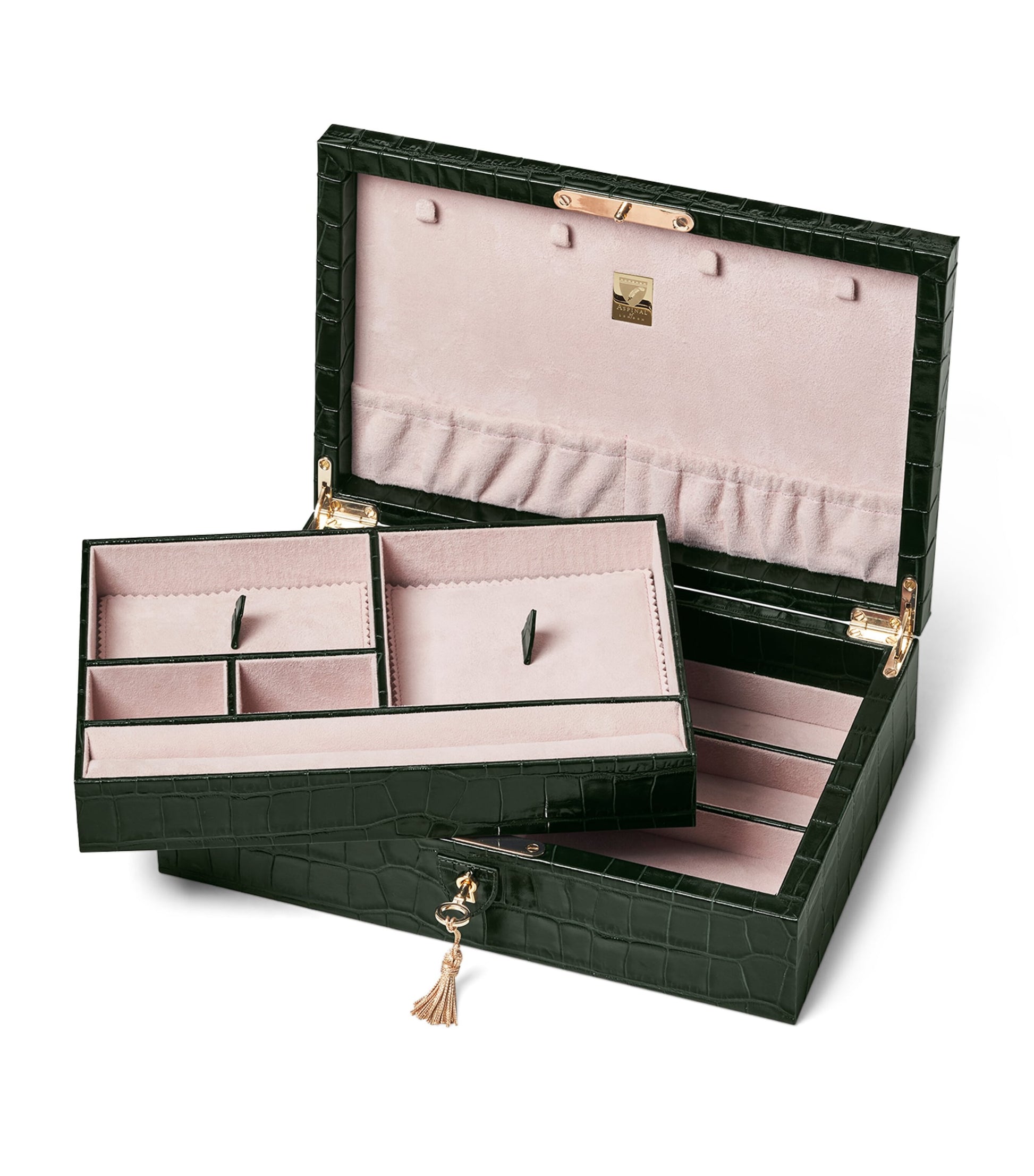 Leather Croc-Embossed Savoy Jewellery Box