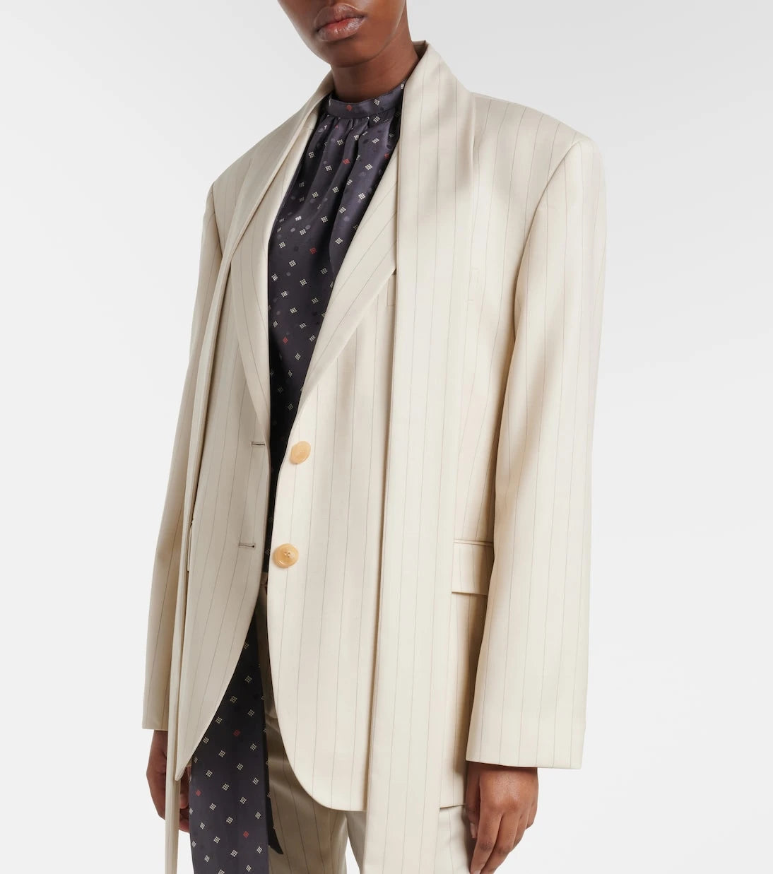 Acne Studios - سترة صوف مخططة بدبوس