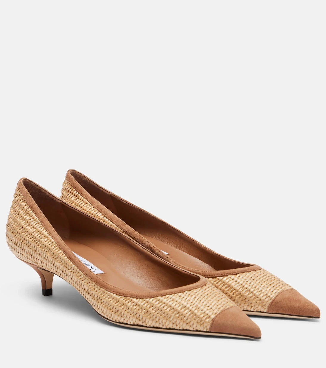 Jimmy Choo - Amelia suede-trimmed raffia pumps