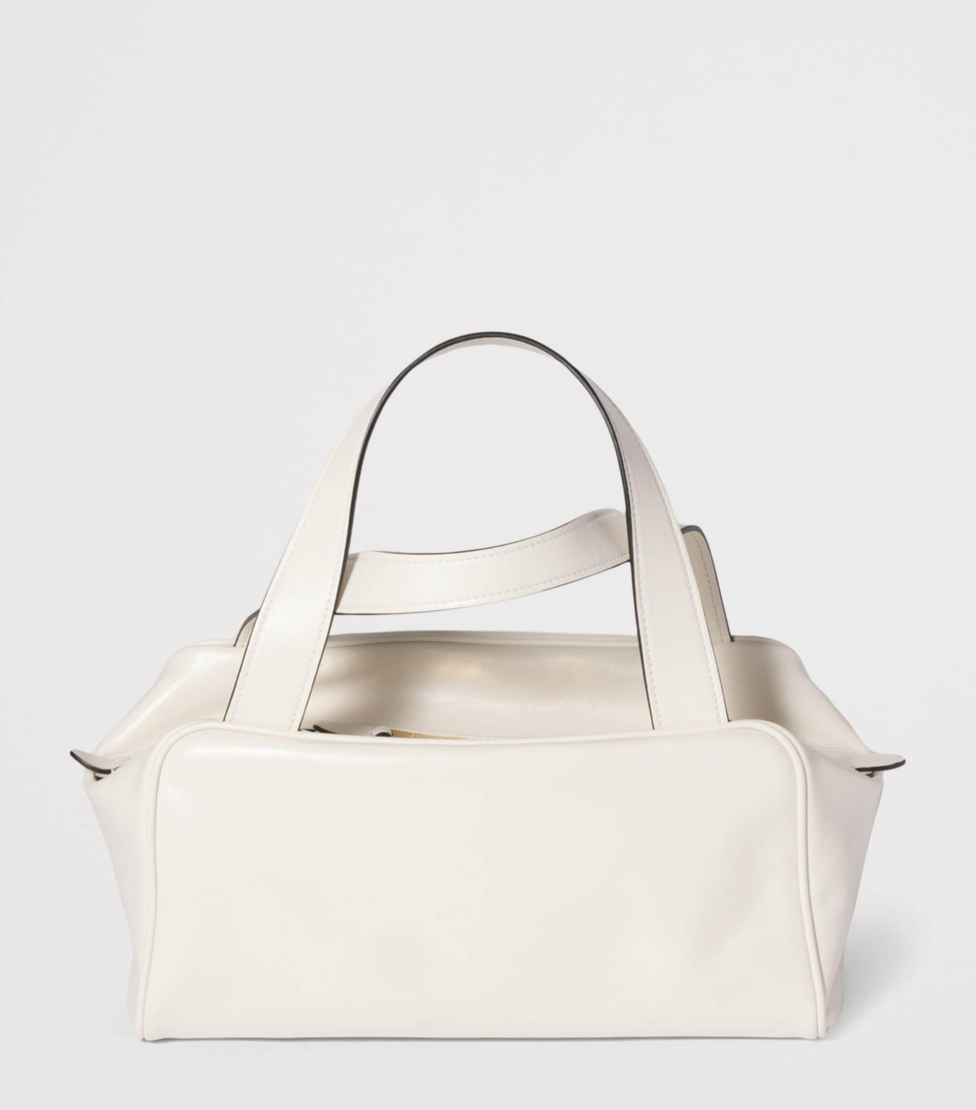 White Leather Top-Handle Bag