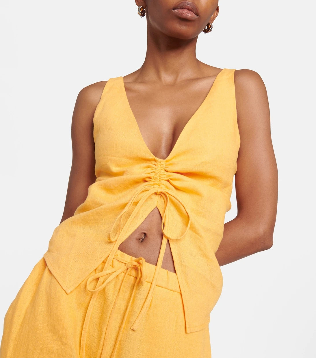 Nanushka - Ruched linen top